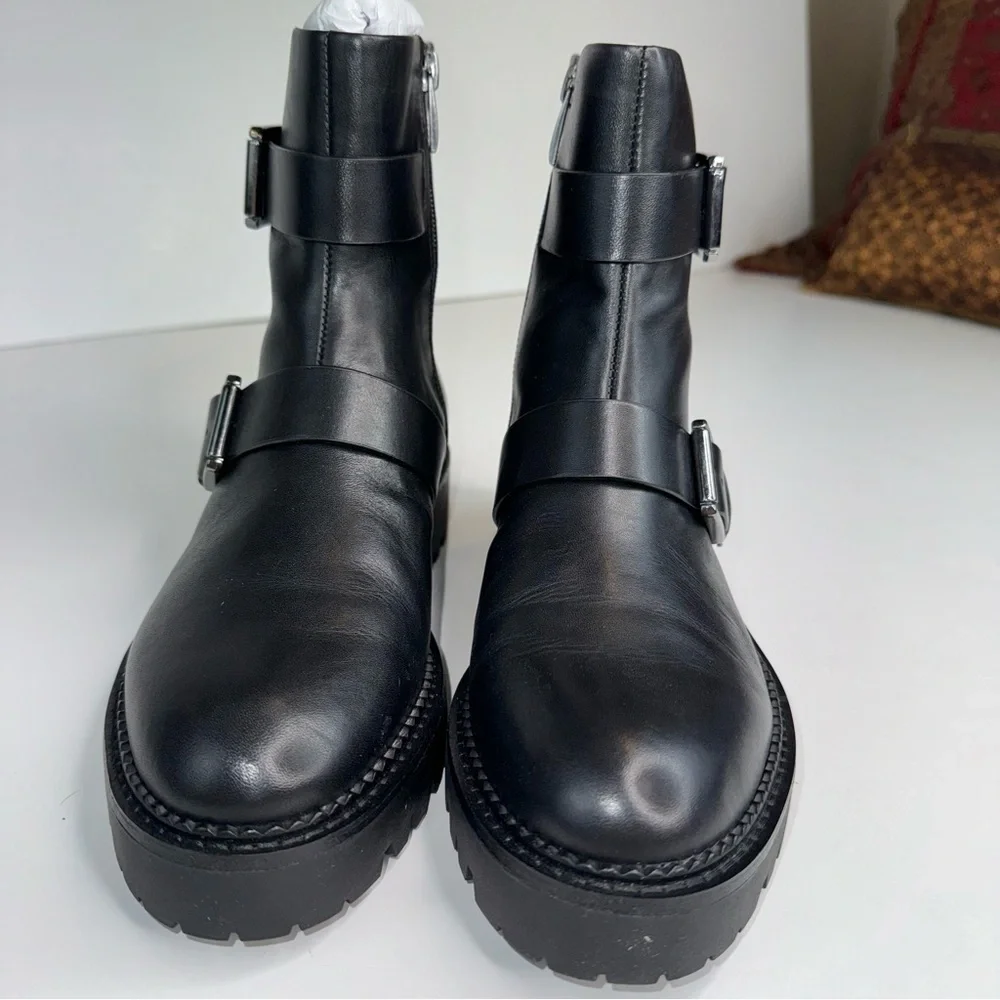 Nordstrom Macombs Water Resistant Moto Boot Leather NEW 8.5 Black